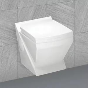 Toilette murale deux pièces sans rebord en céramique avec piège à double chasse d'eau pour toilettes de salle de bains - Product Image 3