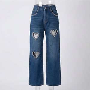 Customized Logo <b>Women</b> Solid Color High Waist Flared <b>Jeans</b> Denim Pants Ladies Premium Trendy Fashion Trousers Casual Style Wear - Product Image 1