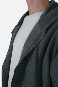 Design de logo personnalisé Sweat à capuche zippé pour hommes 100% coton Sweats à capuche pour hommes en éponge française de haute qualité avec fermeture éclair vierge - Product Image 3