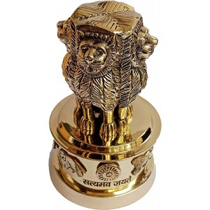 Laiton Ashoka Stambh pilier quatre Lions Satyamev Jayete emblème drapeau National bureau presse-papiers pièce maîtresse Inde Sculpture décorative - Product Image 3