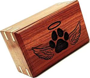Wooden <b>Urn</b> -Engraved paw with Angel Wing-Pet <b>Urns</b> <b>for</b> <b>Dogs</b> <b>Ashes</b>-Decorative Wooden Pet <b>Urns</b> <b>for</b> <b>Ashes</b> Rosewood Cremation - Product Image 6