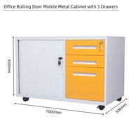 Tambour Porte Bureau Classeur En Métal avec 3 Tiroirs En Acier De Stockage Copieur Imprimante Stand Mobile Cabinet