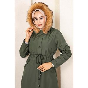 Tunnel Belted Hijab Coat Caqui - Product Image 2