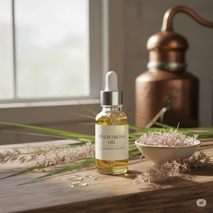 Huile essentielle pure de Palmarosa Ayursav, parfum naturel de rose et d'herbe douce pour une peau éclatante, hydratation, soin des cheveux, aromathérapie en provenance d'Inde - Product Image 2