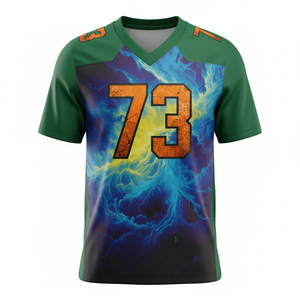 Maillots de football américain personnalisés à manches courtes 100% polyester respirant antibactérien grande taille logo avant pour les équipes - Product Image 1