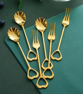 Cubiertos Elegante mesa de comedor de acero inoxidable chapado en oro Cubiertos con espejo hechos a medida Mango decorativo - Product Image 6