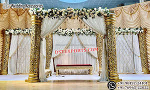Mandapam Dorado para Bodas del Sur, Mandap para Ceremonias Indias, Conjunto de Mandap para Bodas Tradicionales, Fibra de Vidrio Ligera, DSTEXPORTS - Product Image 2