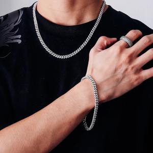 Chic cuban chain link set <b>925</b> <b>sterling</b> <b>silver</b> necklace and <b>bracelet</b> with moissanite elegant fashion jewelry - Product Image 3