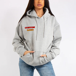 Sudadera con Capucha Extra Grande Personalizada, 100% Algodón, 400 GSM, con Logotipo de Pedrería, Color Sólido, para Mujer - Product Image 1