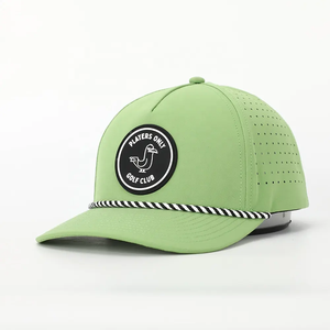 Vietnam Parche de goma impermeable Logo Sombreros Cuerda de poliéster Sombreros de Golf 5 paneles Gorras perforadas Gorras de béisbol con agujeros cortados con láser personalizados - Product Image 1