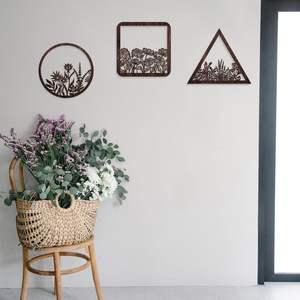 3 Pieces Geometry Wall Art Wood Pediments Sacred <b>Flower</b> Art <b>Wooden</b> Floral Wall Decor Minimalist Floral Hanging - Product Image 6