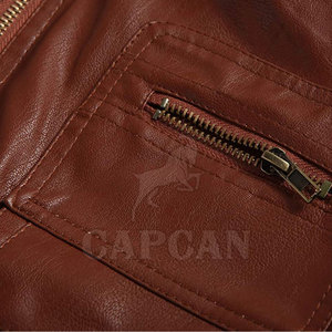 Veste en cuir PU longue et élégante sur mesure pour hommes grandes tailles, tissu tricoté, fermeture éclair, service OEM, coupe-vent, imperméable, manteau d'hiver - Product Image 5