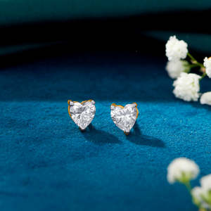 18K Gold <b>Diamond</b> Stud <b>Earrings</b> for Women-Trendy <b>Pearl</b> & Moissanite Jewelry for Engagement Wedding Anniversary Party - Product Image 1