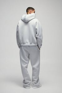 New Grey Oversized Boxy Drop Shoulder Bonded Scoba Custom LOGO Hooded Tracksuit for men breathable Quick Dry Features - Product Image 3