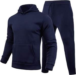 Ensemble de survêtement en molleton à capuche pour homme et femme, 2 pièces, manches longues, décontracté, athlétique, jogging, uni, teinture unie - Product Image 4