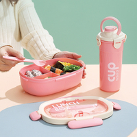 Juego de fiambrera de oficina Bento portátil de grado alimenticio con logotipo personalizado Fiambrera de 850ml con botella de agua de 480ML