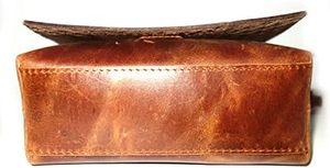 Cuerpo marrón con correa tostada, estampado Floral y tejido de cesta a mano, bolsos de cuero de vaca de grano completo genuino para mujer - Product Image 3