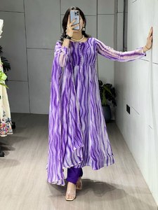 ชุดคุर्ติผ้าจอร์เจตต์ลายเลเฮริยา พร้อมผ้าคลุมไหล่ขอบลูกไม้ ซับในผ้าฝ้าย น้ำหนักเบา แห้งเร็ว ใส่ได้ทุกฤดู ขายส่ง ราคาพิเศษ - Product Image 4