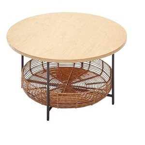 Table vintage de haute qualité Tables centrales de salon modernes Table d'appoint de meubles d'intérieur au fini naturel avec dessus en verre - Product Image 3