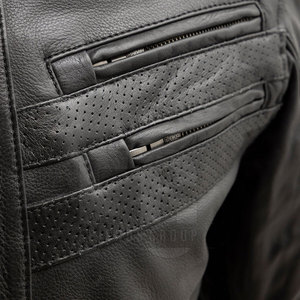 Chaqueta de Motociclista de Cuero Genuino Negro para Hombre, Cuello Alto con Cremallera, Estilo Biker - Product Image 6