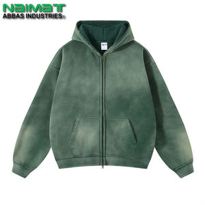 Nueva llegada personalizado desgastado Tie Dye sudaderas con capucha de gran tamaño French Terry Zip Up Acid Wash Sun Faded Hoodie - Product Image 3