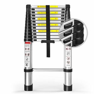 Échelle télescopique en aluminium à fermeture douce avec barre stabilisatrice, mécanisme de sécurité anti-pincement - Product Image 1