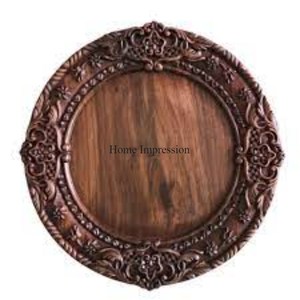 Fourniture directe d'usine magnifique Designer Texture en bois finition Vintage Look forme ronde décoration de mariage plaques de chargeur - Product Image 1