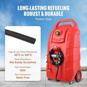 Brand New Portable 32 Gallon Fuel Caddy On Wheels 12V DC Pump Diesel <b>Gasoline</b> 8.2 Ft Hose 7L Min For Trucks Lawn Mowers - Product Image 3