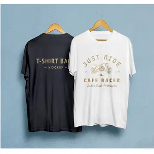 Kaus cetak emas kustom 2 buah hitam dan putih uniseks 160 gsm 100% katun organik t-shirt cetak Digital uniseks untuk pasangan