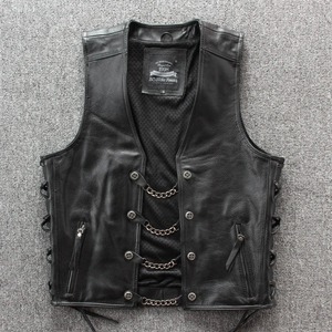 Chaleco de motorista de cuero PU de alta calidad para hombre, chaleco negro con mangas Punk elegantes, ropa exterior - Product Image 6