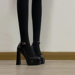 Zapatos Mary Jane de Estilo Francés para Primavera y Verano, Zapatos Planos de Cuero con Suela Gruesa de Estilo Británico Retro, Zapatos de Tacón Alto Dulces y Elegantes - Product Image 1