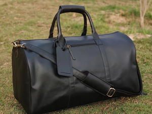 Bolsa de cuero de vaca con compartimento para zapatos, bolsa de lona de cuero de grano completo para hombre, bolsa de Fin de Semana Grande personalizada para gimnasio - Product Image 3