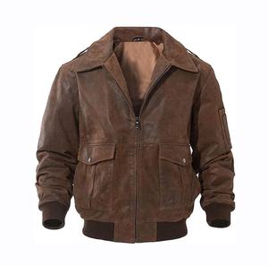 OEM Flight Jacket Bomber Hombres Custom bordado de cuero Bomber Jacket - Product Image 1