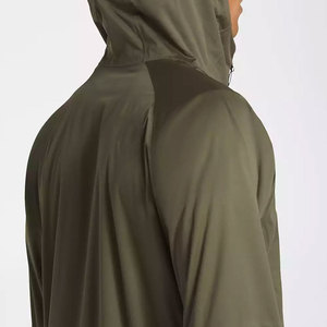 Chaqueta cortavientos de nailon personalizada para hombre, cuello levantado, cremallera de Color sólido, con capucha, a prueba de viento, transpirable para invierno, tu propio logotipo - Product Image 5