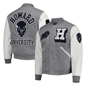 Veste universitaire vintage personnalisée Howard University, patchs brodés HBCU, fermeture à double boutonnage, toile imperméable lavée - Product Image 1