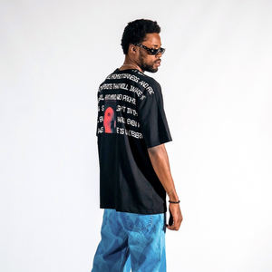 T-shirt en coton lourd à col tombant, personnalisable avec logo, streetwear, impression de t-shirt lourd, noir, épais, vierge - Product Image 5