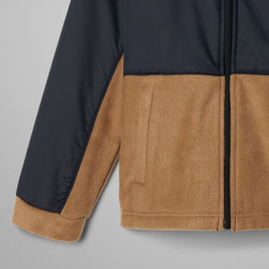 Sweat-shirt à blocs de couleur en polaire pour garçons avec logo personnalisé, prix de gros pour les acheteurs en gros, manches longues, fermeture éclair - Product Image 3