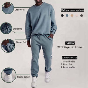 100% coton uni polaire sweat surdimensionné survêtements et Jogging Sport pantalons de survêtement costume unisexe survêtement pour homme 100% coton - Product Image 2