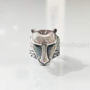 Bague pour homme, bande unie, argent, bague loup, artisanat détaillé, tête d'animal, fabrication artisanale, bijoux personnalisés, bague en argent massif 925 - Product Image 1