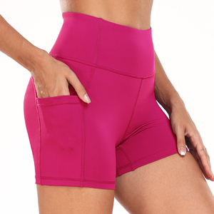 Pantalones cortos de mujer con bolsillo para teléfono de cintura alta Fitness Sexy espalda compresión Scrunch Butt pantalones de entrenamiento sin costuras pantalones cortos de Yoga para mujer - Product Image 2