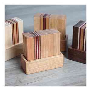 Dessous de verre en bois de noyer de conception personnalisée faite à la main exportateur indien avec des tapis et des tampons de forme unique de haute qualité - Product Image 4