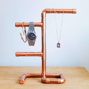 Soporte de joyería de cobre sólido hecho a mano-Anillo de cobre rústico hecho a mano y soporte para collar - Product Image 3