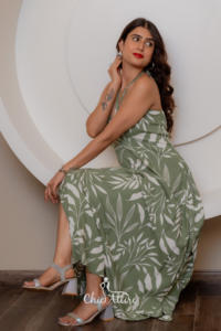 เดรสแม็กซี่คล้องคอแสนสวยสดใสสง่างามชุดเดรสฤดูร้อนสำหรับปาร์ตี้ตอนเย็นริมผ้าพลิ้วไหวสำหรับฤดูร้อน - Product Image 6