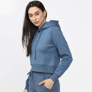 เสื้อฮู้ดดี้ลำลองสำหรับผู้หญิง ผ้าฝ้าย 100% บุซับในถักนิต อุ่นสบายสำหรับฤดูใบไม้ร่วง เป็นมิตรต่อสิ่งแวดล้อม พิมพ์โลโก้แบรนด์ด้านหน้าตามสั่ง รับผลิตแบบ OEM - Product Image 3