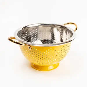 <b>Stainless</b> <b>Steel</b> <b>Colander</b> with Powder Coating Exterior for Kitchen Washing, Draining & Rinsing Vegetables Wholesale Bulk Supply - Product Image 4