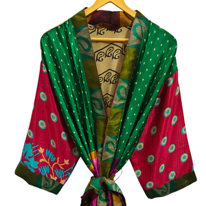 Ropa de mujer, ropa de playa de tamaño libre, bata larga, ropa de noche, bata de retazos, traje de baño, Kimono de seda Sari de verano para mujer - Product Image 1