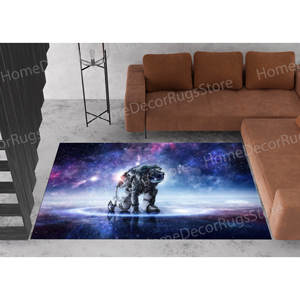 Space Scene <b>Printed</b> Rug - Astronaut Landing, Decorative, Living <b>Room</b>,Goblen Rug - Product Image 5