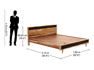 Lit de reine en bois massif fait à la main en noyer, modèle élégant, design naturel, offre spéciale, vente en gros - Product Image 2