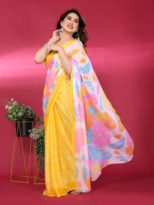 <b>Ethnic</b> Style Adult <b>Bandana</b> Floral Pattern Moss Chiffon Silk Saree Print Eco-Friendly Stretchable India Origin All Seasons - Product Image 2