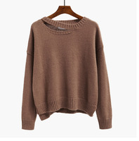 Nouveau design hiver épais 100% laine mode tricoté femmes pull col rond trou de clé pull d'hiver pour les femmes fabriqué en inde